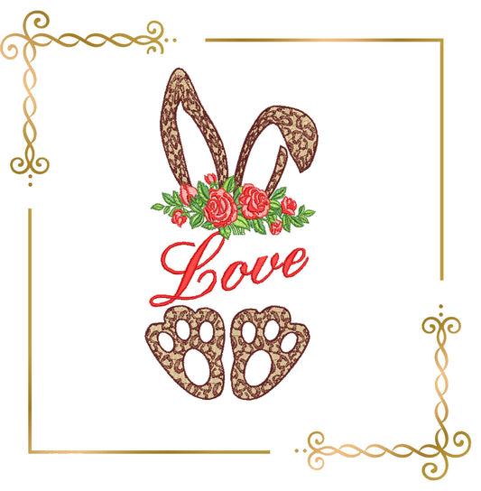 Valentines day bunny, love digital machine  embroidery design