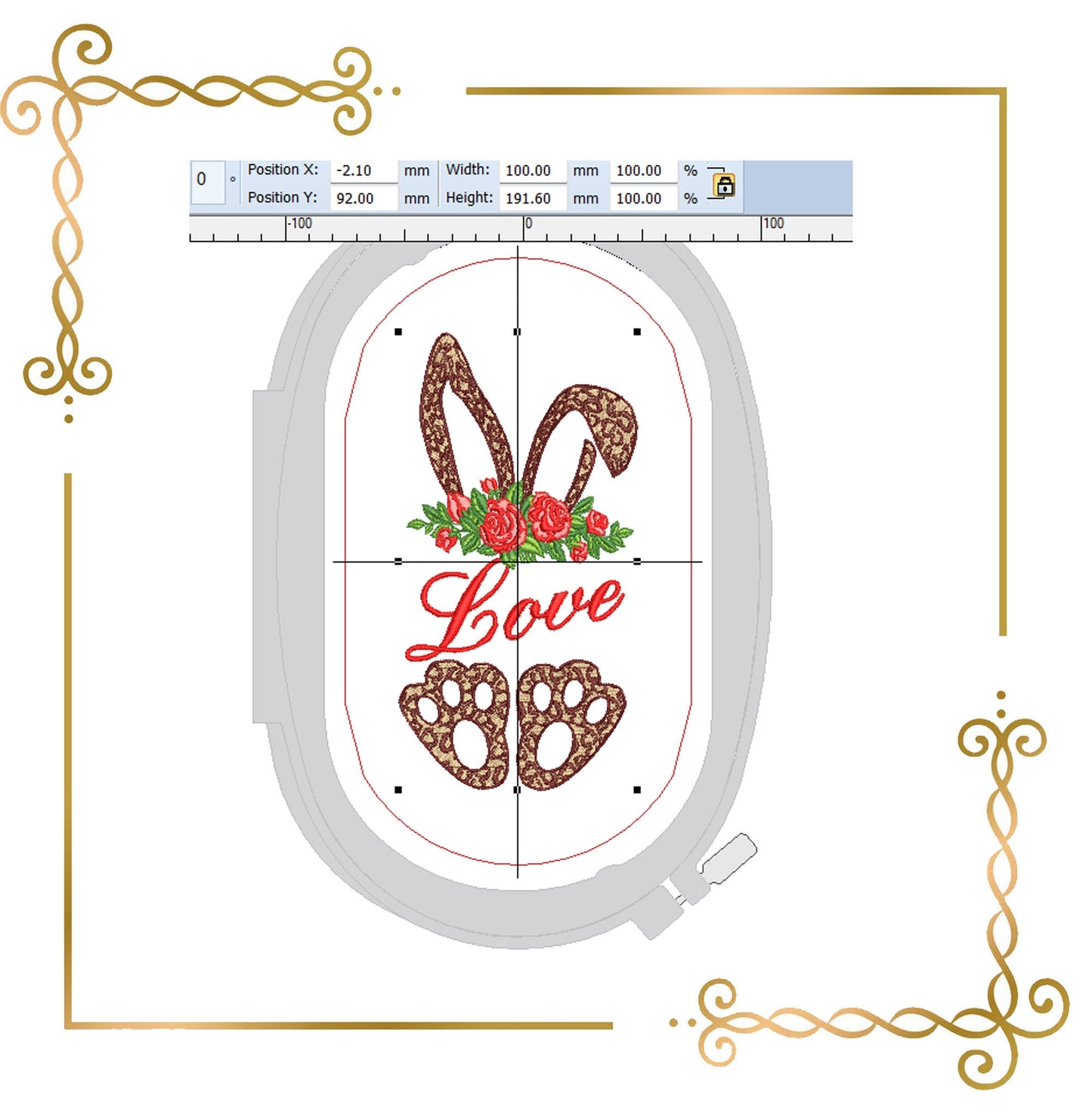 Valentines day bunny, love digital machine  embroidery design 