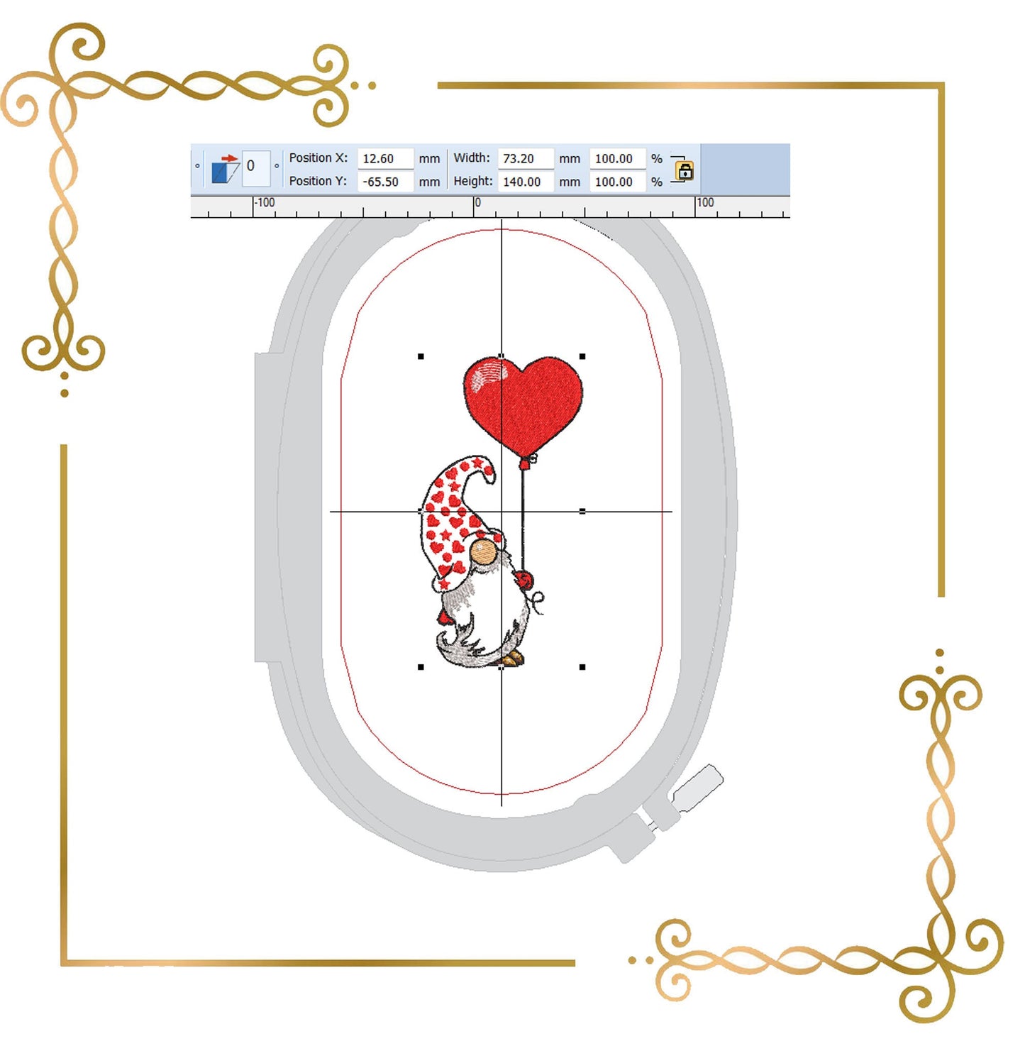 Gnome valentines day  love Cute characters machine embroidery design digital