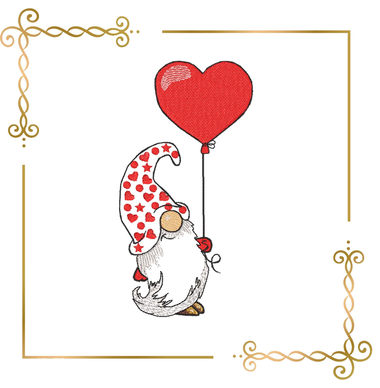 Gnome valentines day  love Cute characters machine embroidery design digital