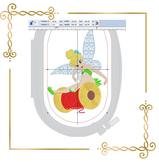 Princess Tinker Bell Fabulous Fairy Disney spool of thread - machine embroidery design