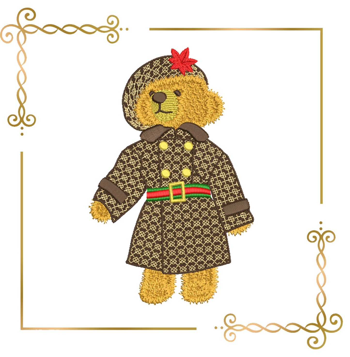 Teddy Bear Super Fashion cub, girl, cartoon character,  2 Sizes embroidery design to the direct download.