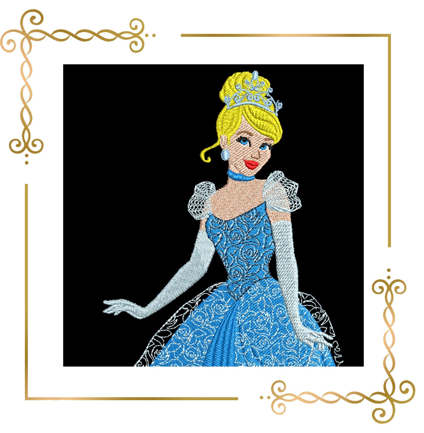 Princesse Cendrillon , la princesse de conte de fées, 2 tailles, motif de broderie à télécharger directement