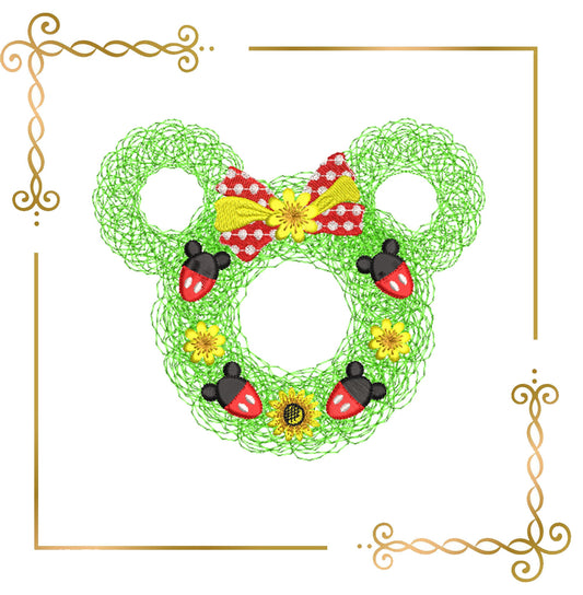 Easter Minnie Mouse Head Wreath machine embroidery design