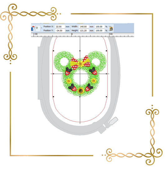 Easter Minnie Mouse Head Wreath machine embroidery design