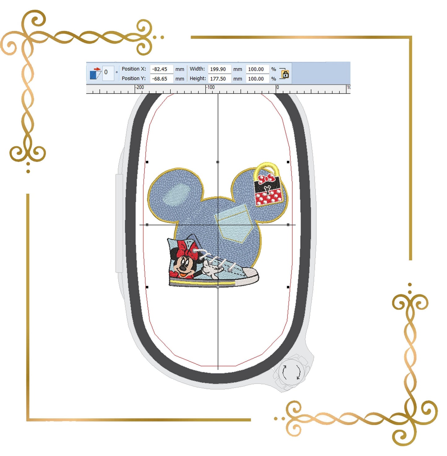 Minnie, head, jeans, sneakers, Fantasy,  parody, embroidery design. to the direct download.