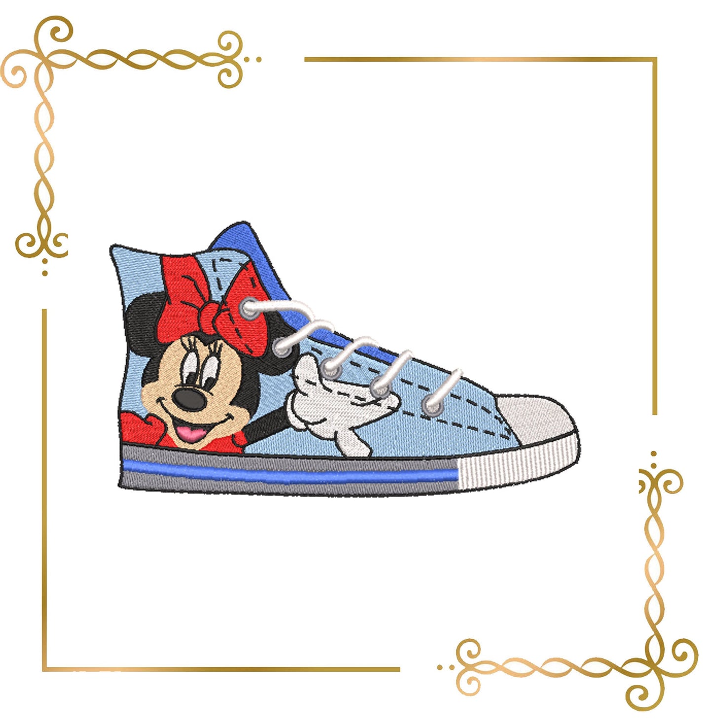 Minnie Sneaker 2 Größen Fantasie Parodie Stickmuster zum direkten Download.