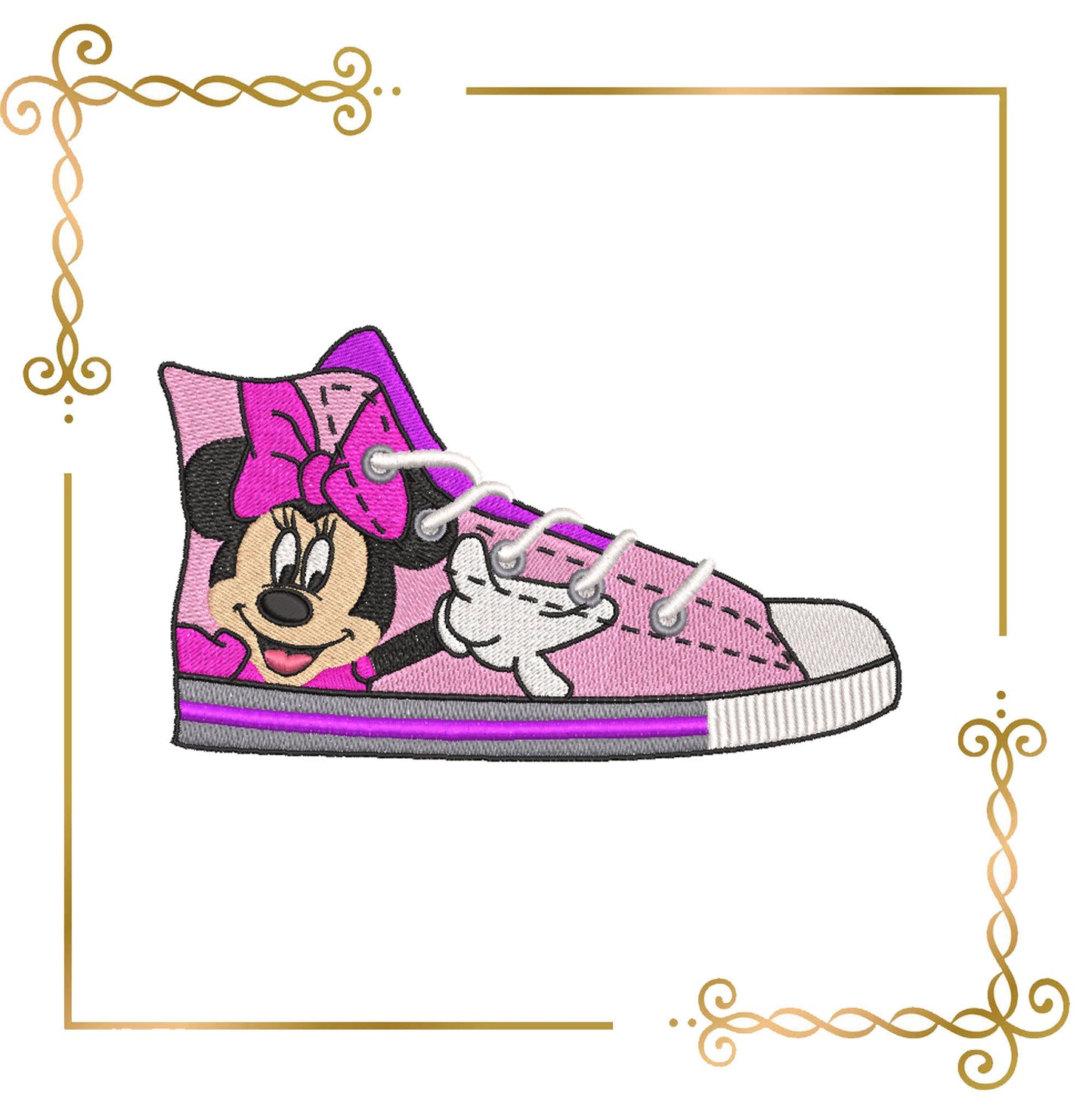 Minnie Sneaker 2 Größen Fantasie Parodie Stickmuster zum direkten Download.