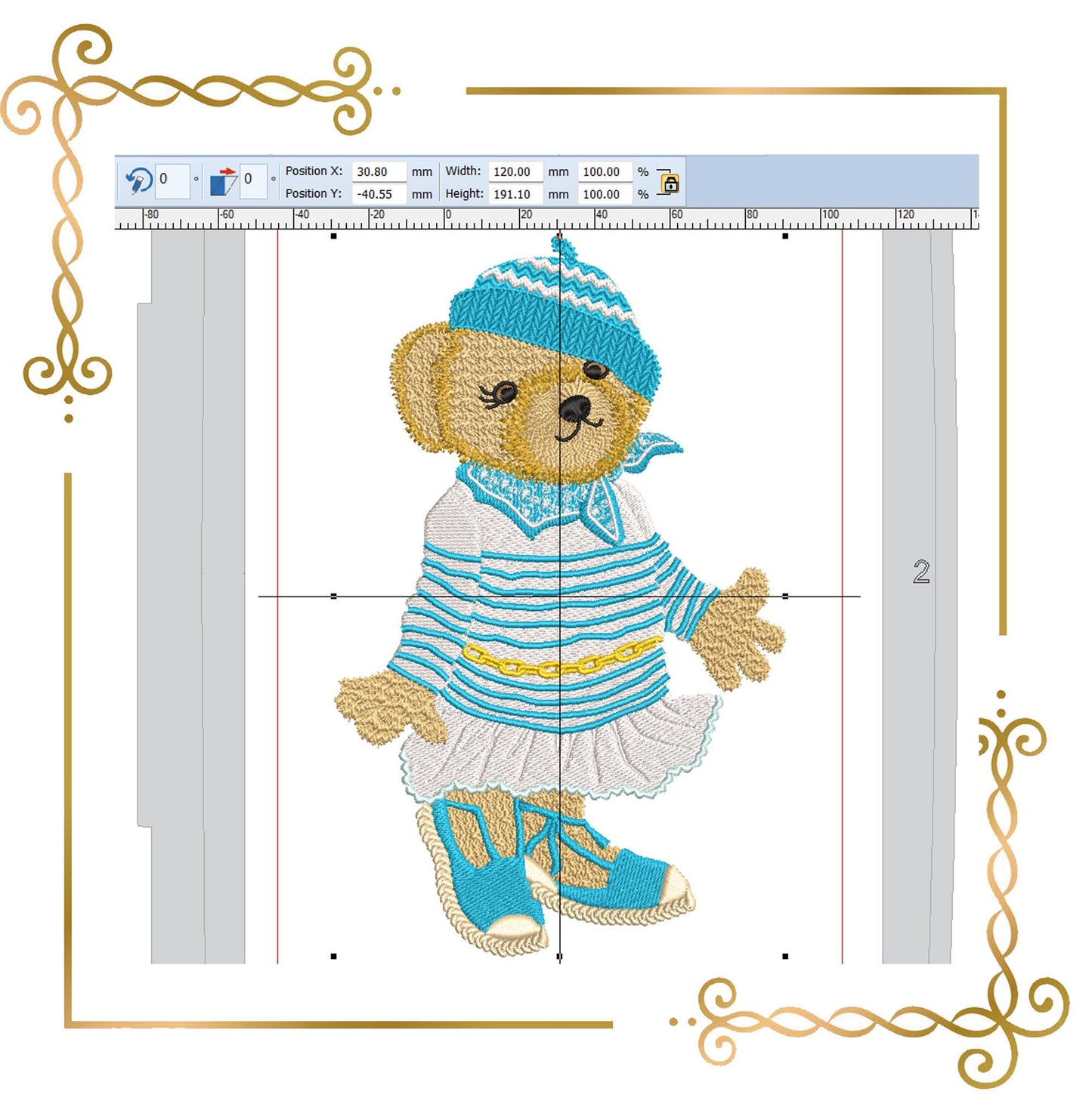 Teddy Bear Gucci Super Fashion cub, girl, Sea, cartoon character, 2 Sizes embroidery design to the direct download.