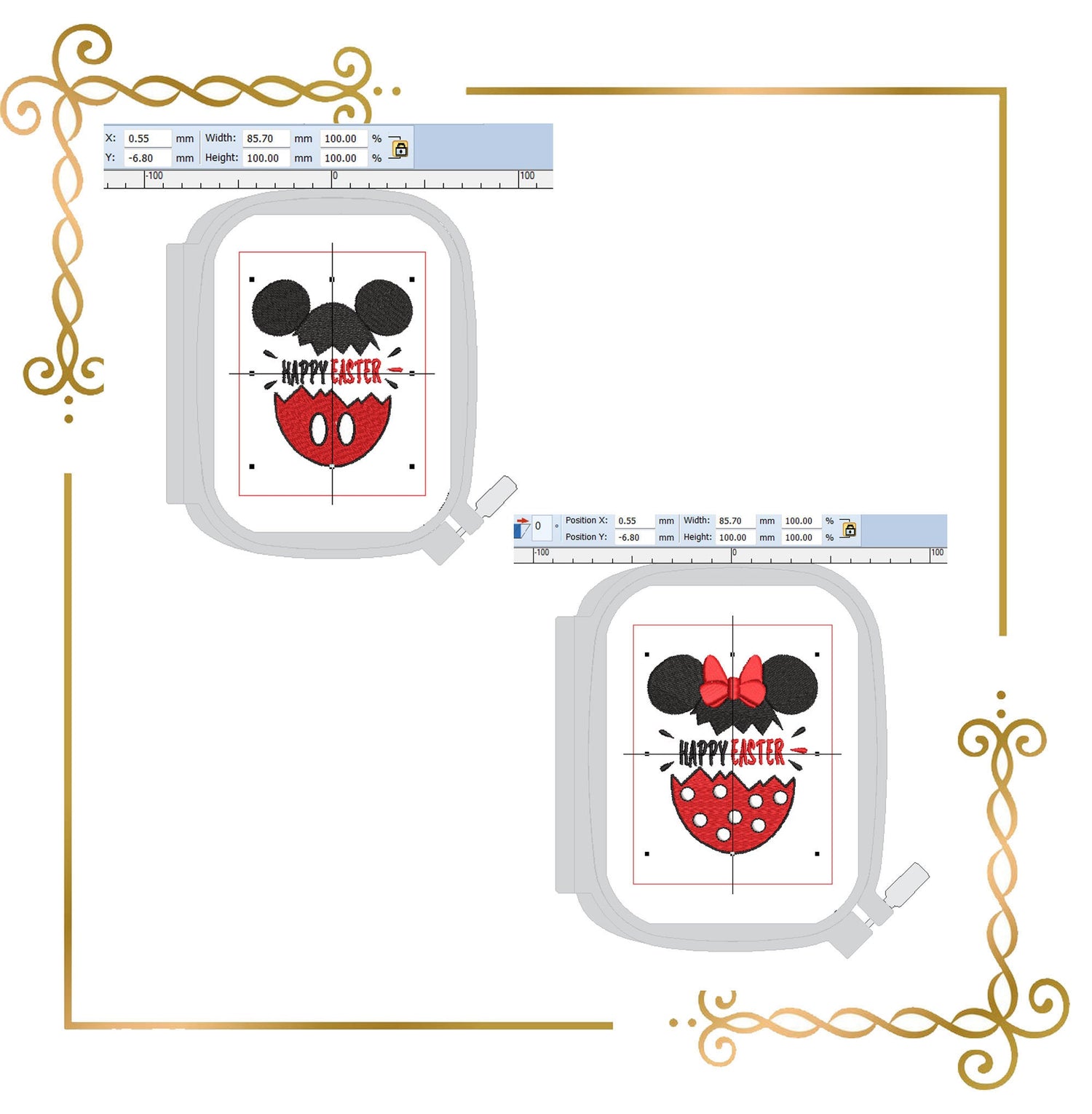 Easter Minnie Mouse Eggs  Mickey Mouse  machine embroidery design