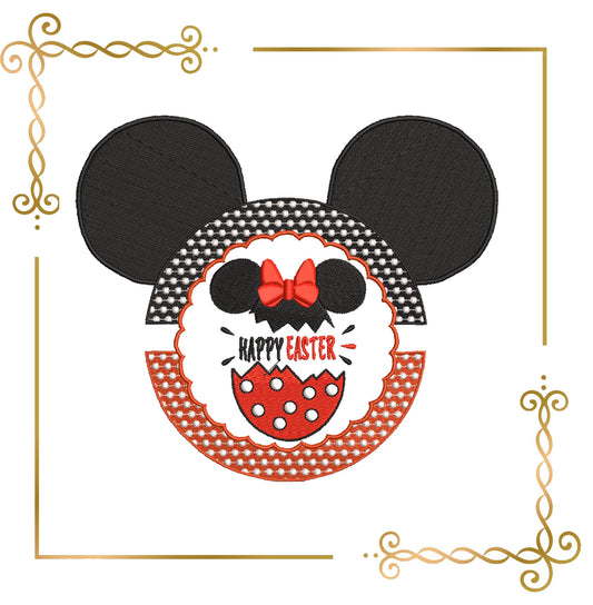 Easter Mickey Mouse Head  Wreath Eggs Minnie Mickey machine embroidery design