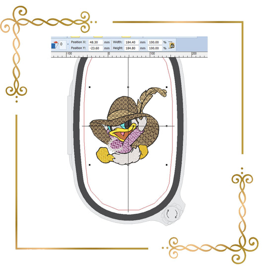 Cartoon Characters Donald duckling hat Fashionable Disney Gucci  digital machine embroidery design