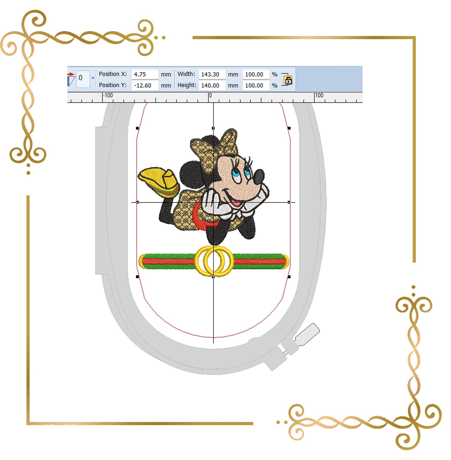 Mouse  Fashionista 2 size  Fantasy  parody embroidery design to the direct download.