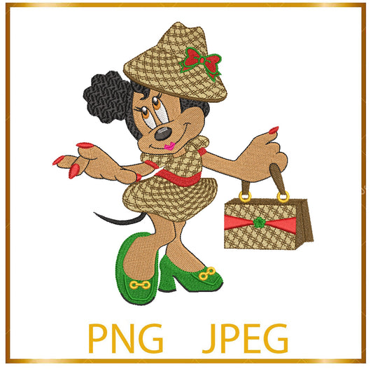 PNG- oder JPG-Dateien zum Drucken, Maus Afroamerikaner mit einer Hut-Fantasie. Mädchen, Zeichentrickfigur, zum direkten Download.