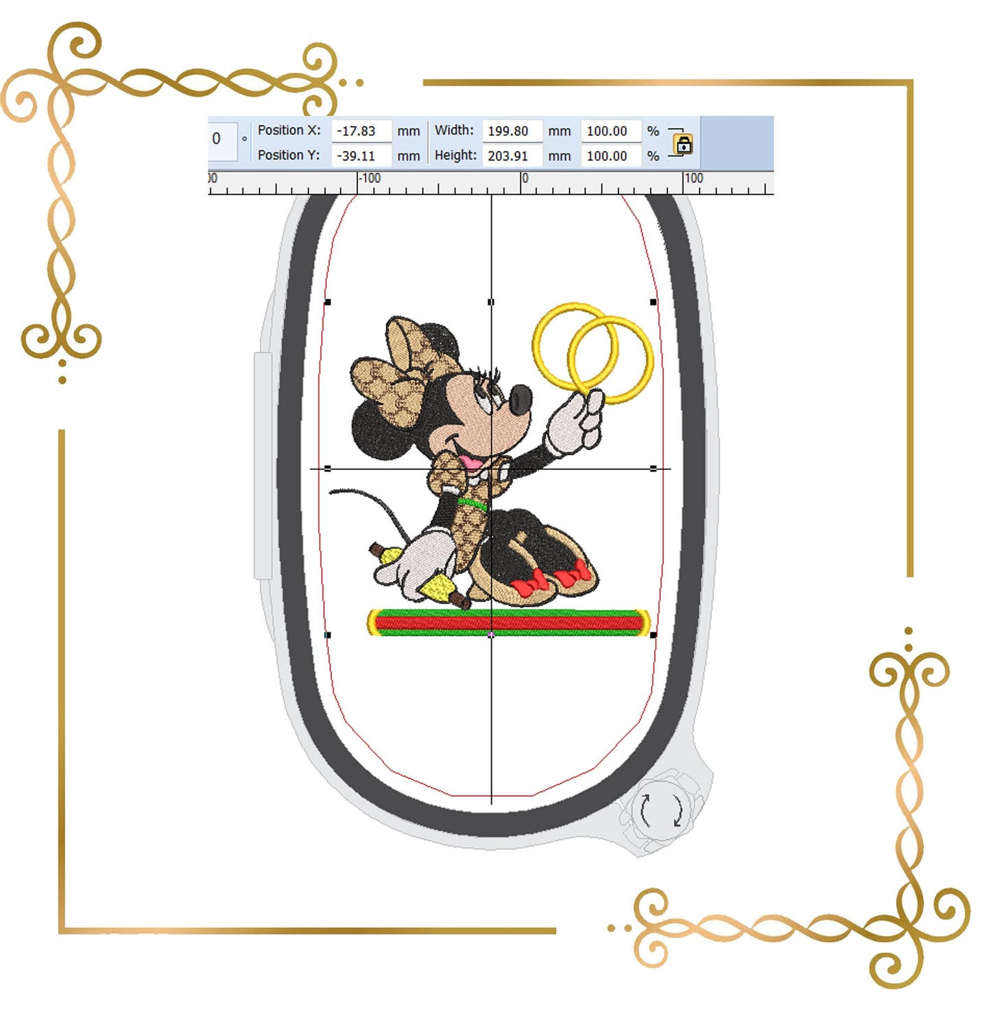 Mouse,  Fashionista, Minnie, holds the rings,  Fantasy, 2 Sizes,  2  types  embroidery design to the direct download.