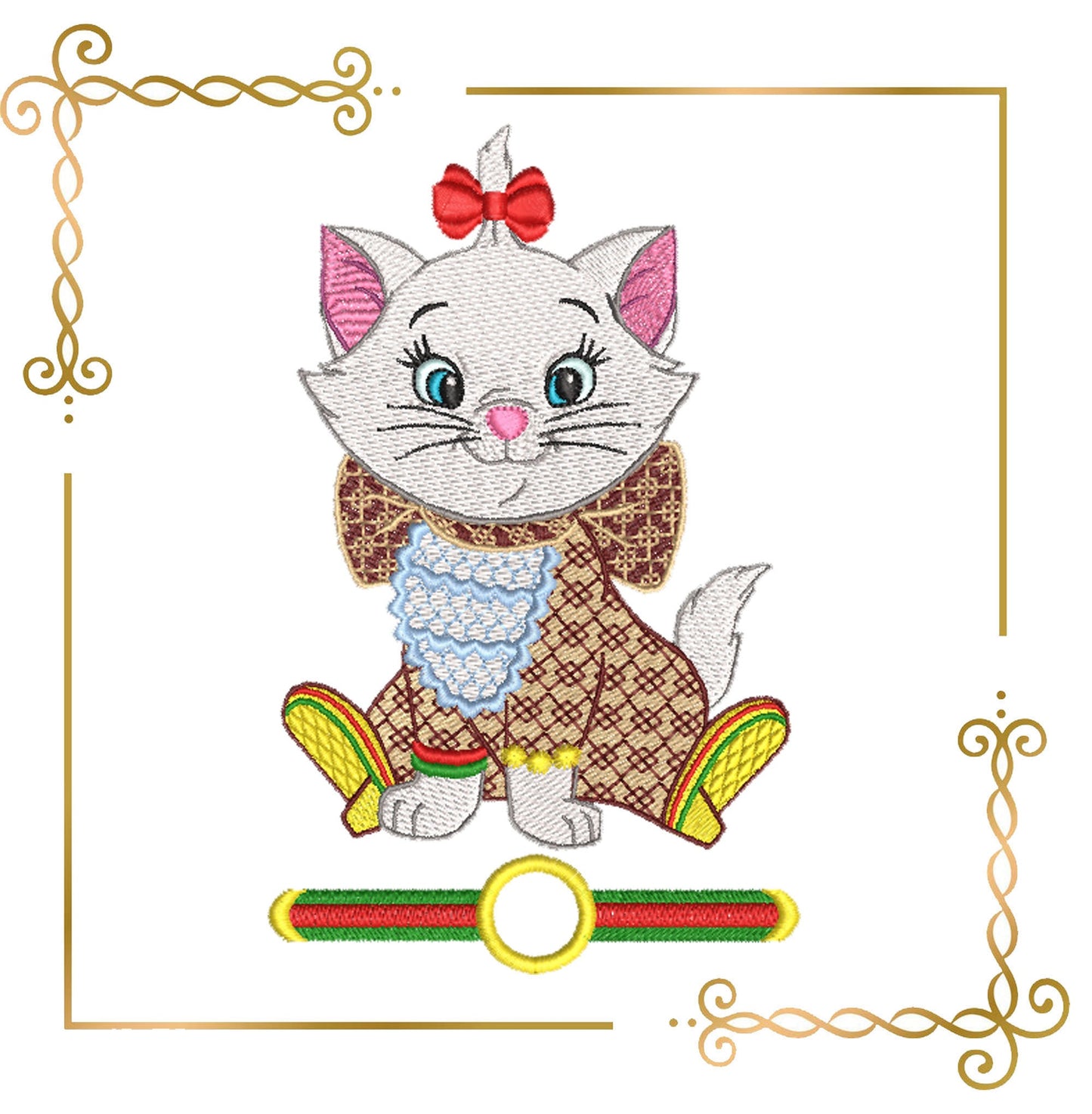 Kitty Super Fashion Kitty Marie, girl, cartoon character, Marie, embroidery design to the direct download.