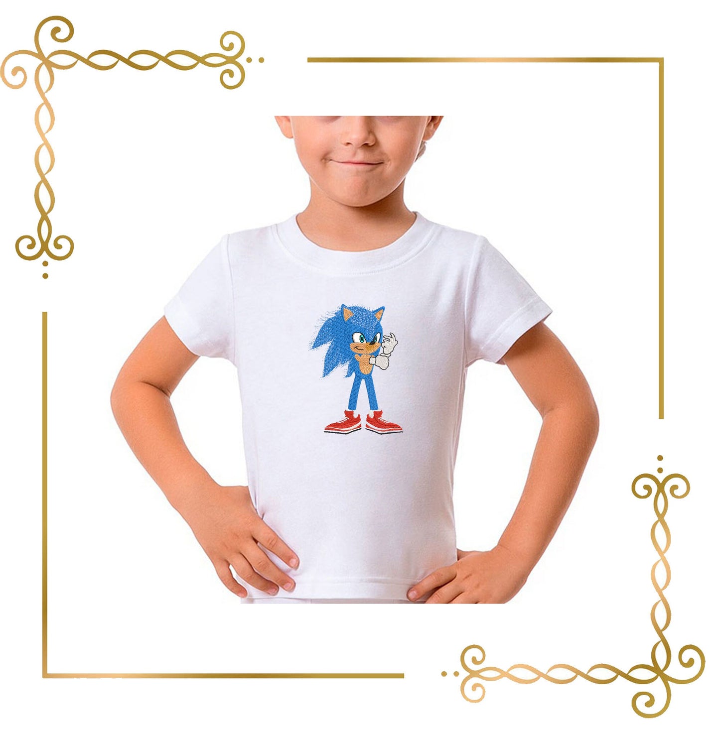 Personnages de dessins animés Sonic, Hedgehog, motif de broderie au cadeau de téléchargement direct pour enfant