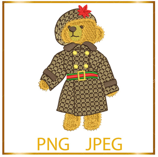 PNG oder JPG Dateien zum Ausdrucken, Super Fashion Teddybärjunges, Mädchen, zum direkten Download.