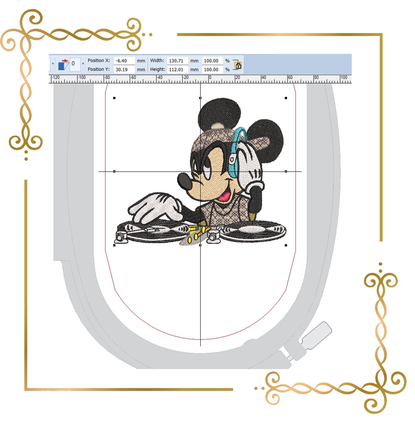 Mouse Fashionista Fantasy Dressed Parody Embroidery Design to 