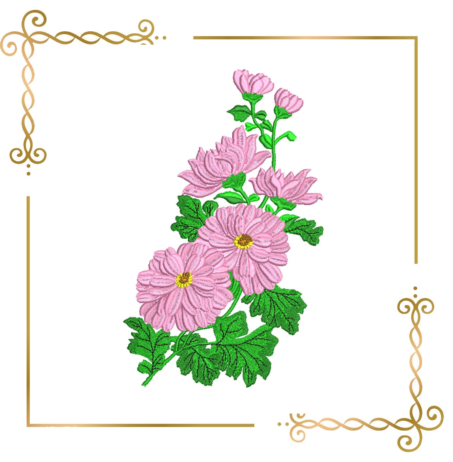 motif de broderie fleurs Chrysanthèmes à télécharger directement.