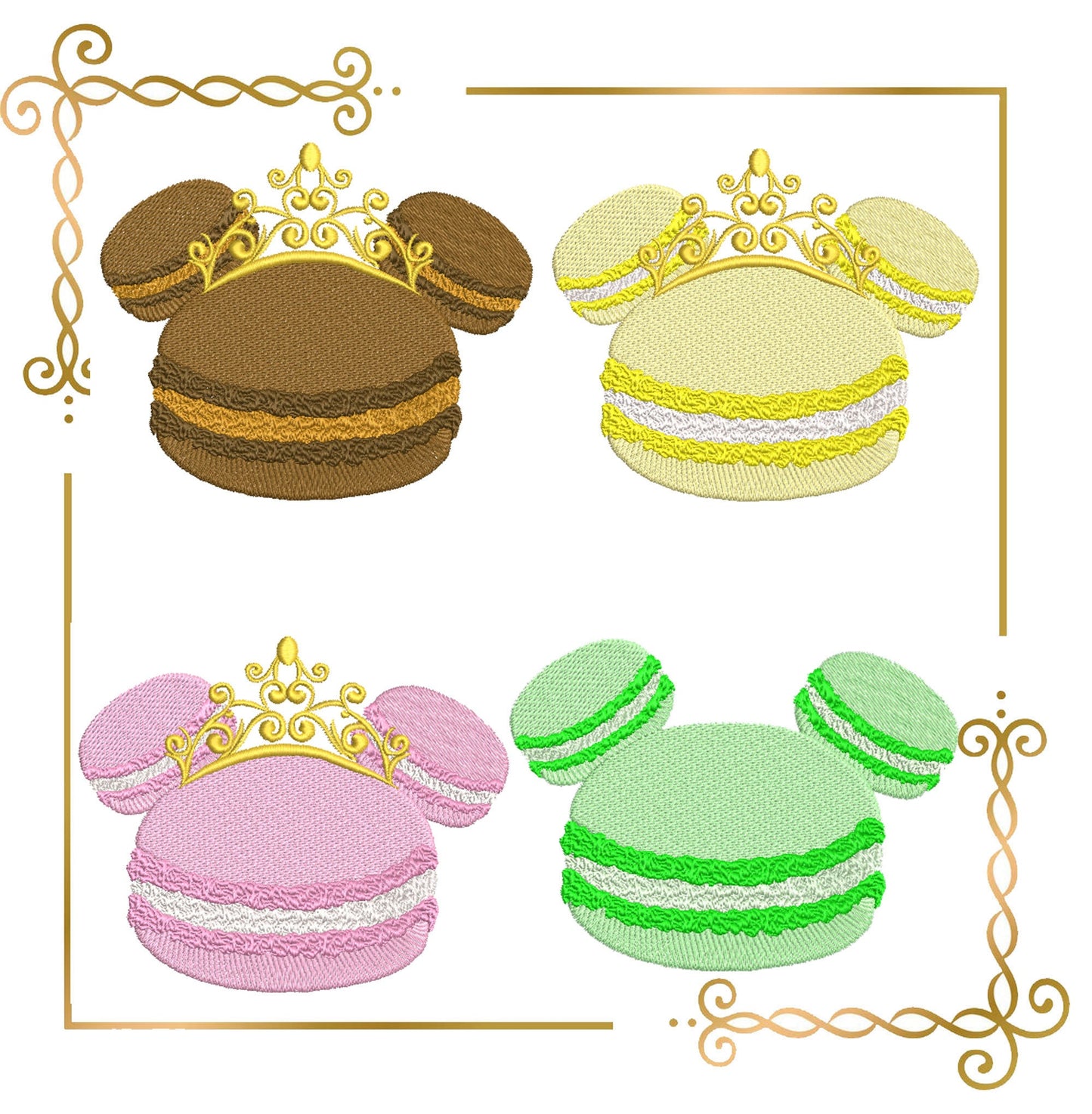 Mouse macaroon, Head,  Parody, 2 Sizes embroidery zum direkten Download.