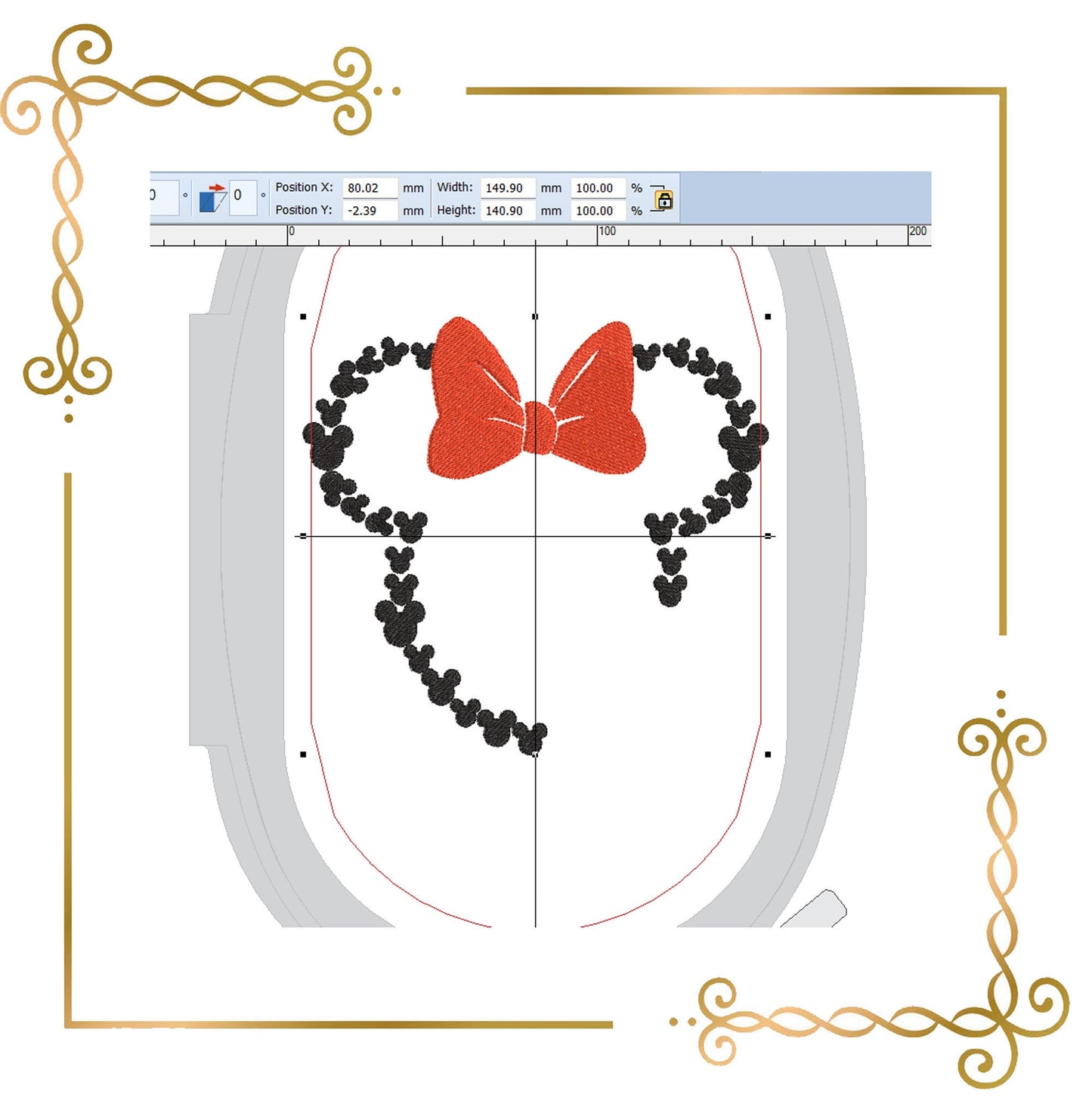 Mouse,  Head,  Minnie, the bow, embroidery zum direkten Download.