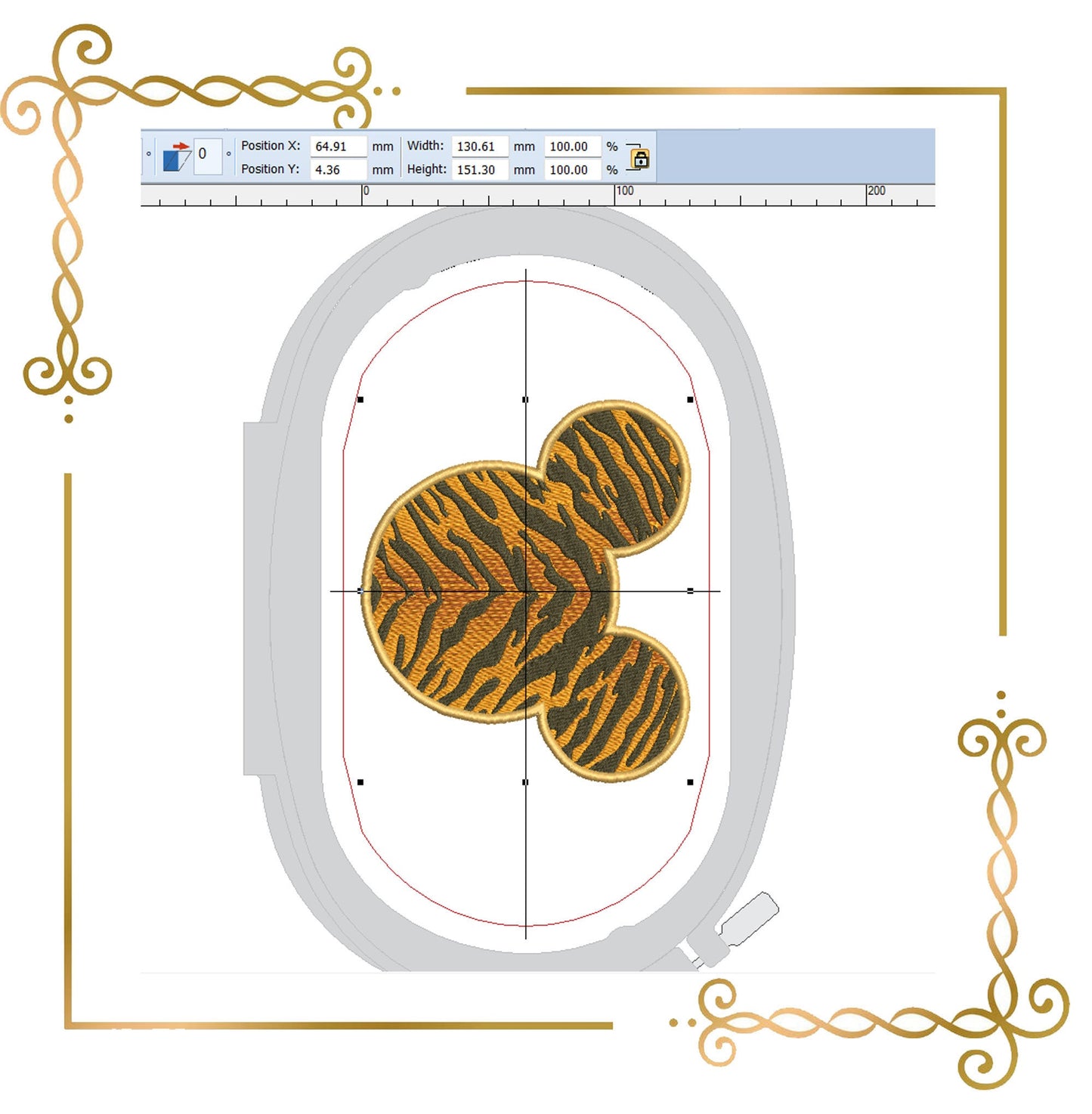 Mouse,  Head,   tiger   embroidery design zum direkten Download.