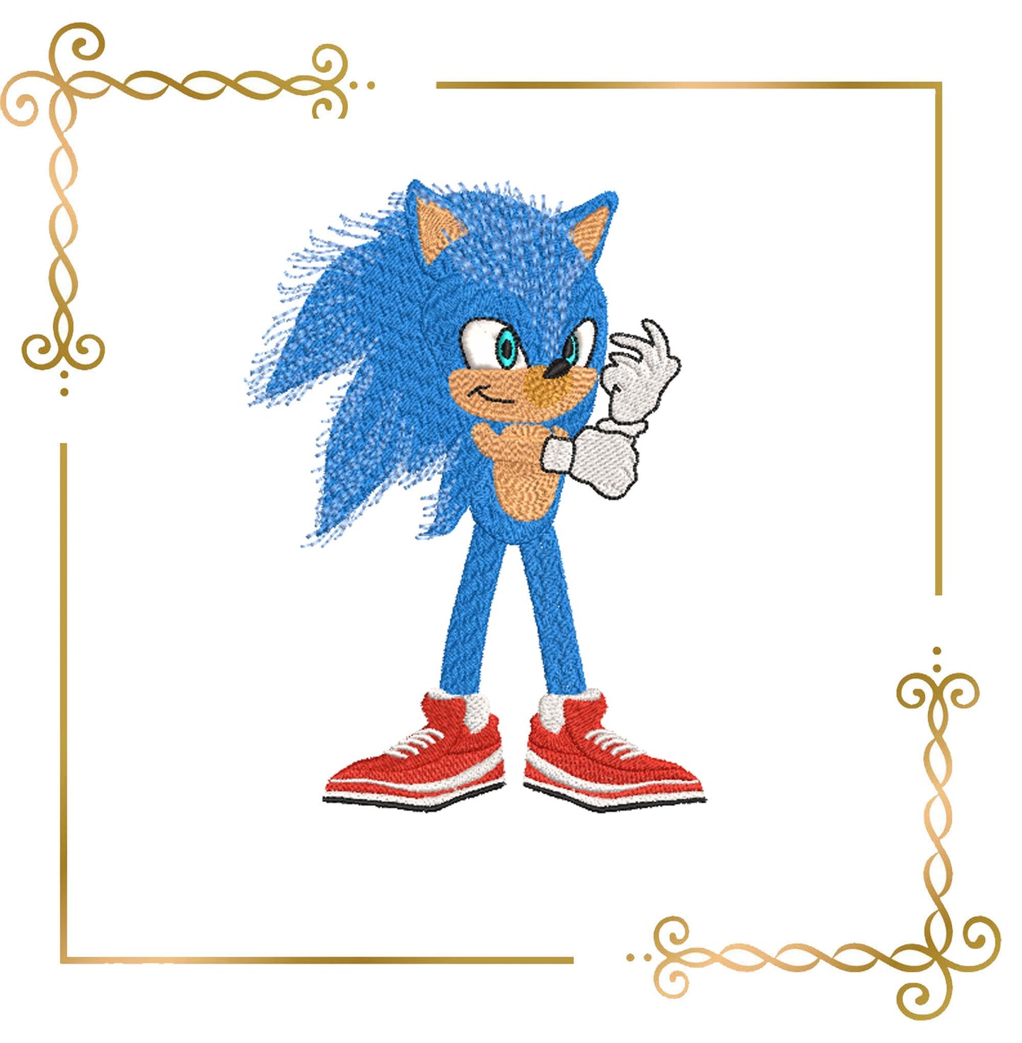 Personnages de dessins animés Sonic, Hedgehog, motif de broderie au cadeau de téléchargement direct pour enfant