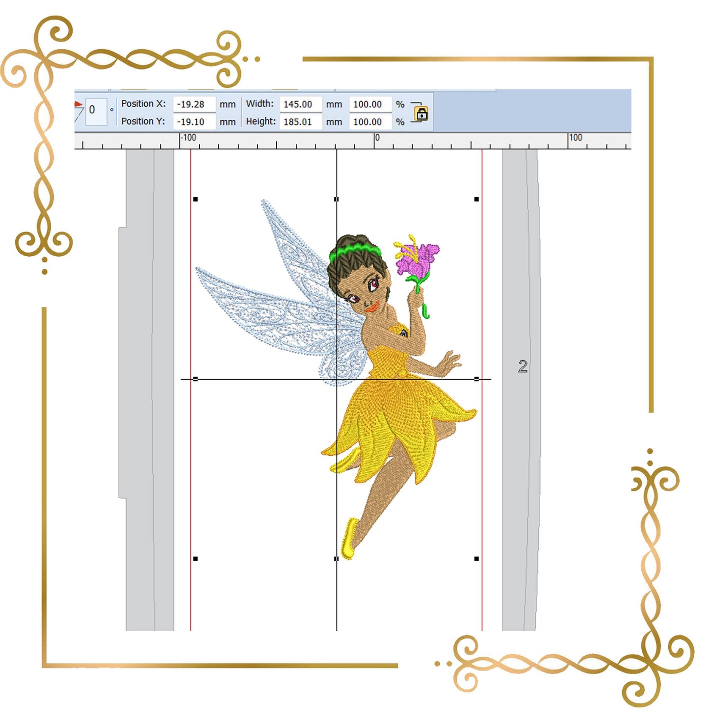 Princess Fabulous Fairy, Embroidery machine design,  Iridessa, the direct download.