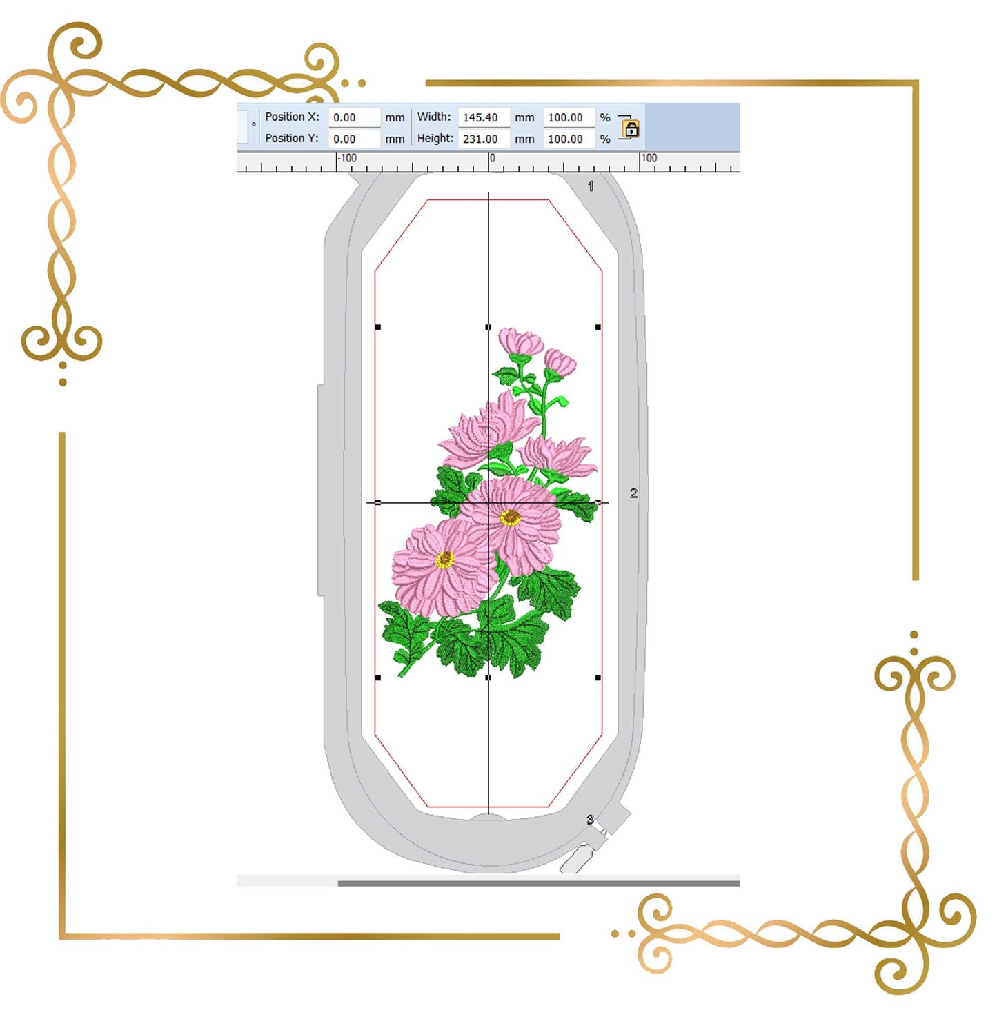 flowers Chrysanthemums embroidery design to the direct download.