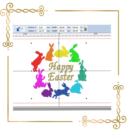 Free design Easter bunnies rainbow machine embroidery design
