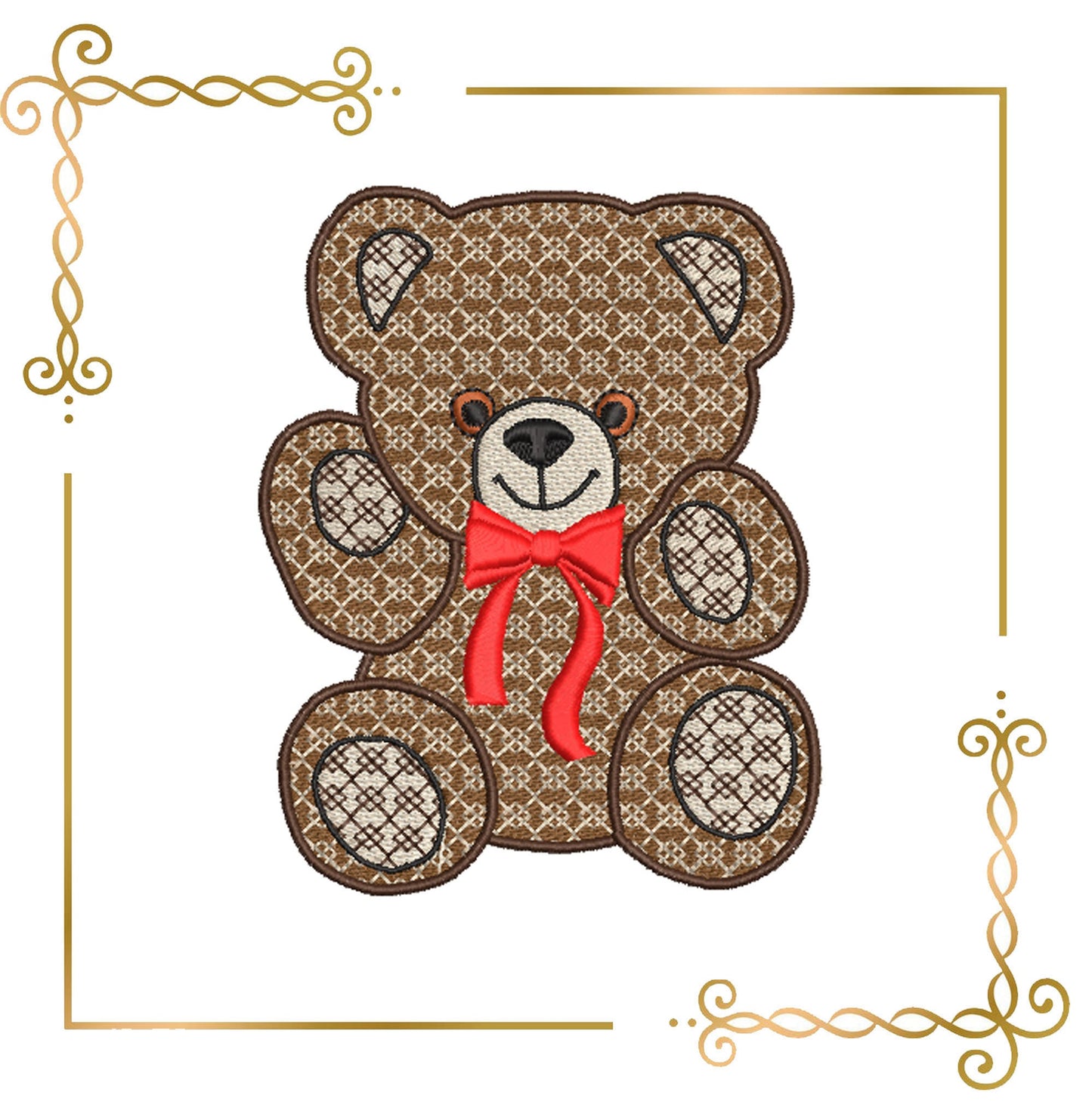 Teddy Bear Super Fashion cub, personnage de dessin animé, 2 variantes de motif de broderie à télécharger directement.