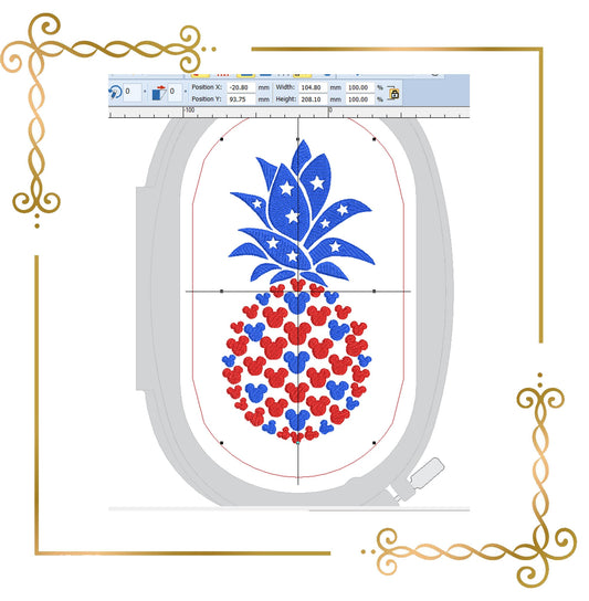Gift design Mouse,  Head,  Parody,  pineapple, mickey 2 Sizes embroidery zum direkten Download.