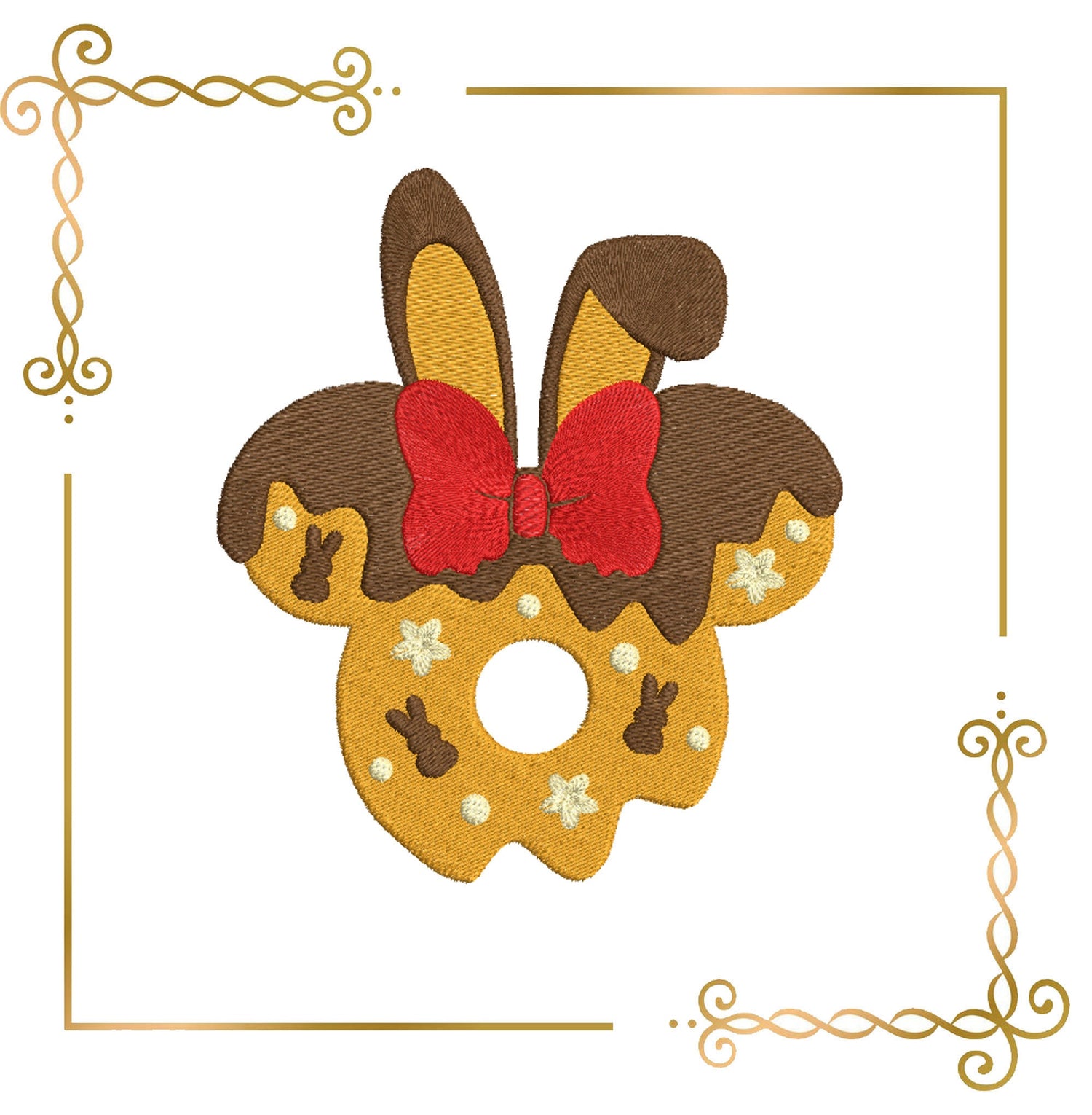 Easter Minnie Mouse Head Gingerbread Bunny machine embroidery design 