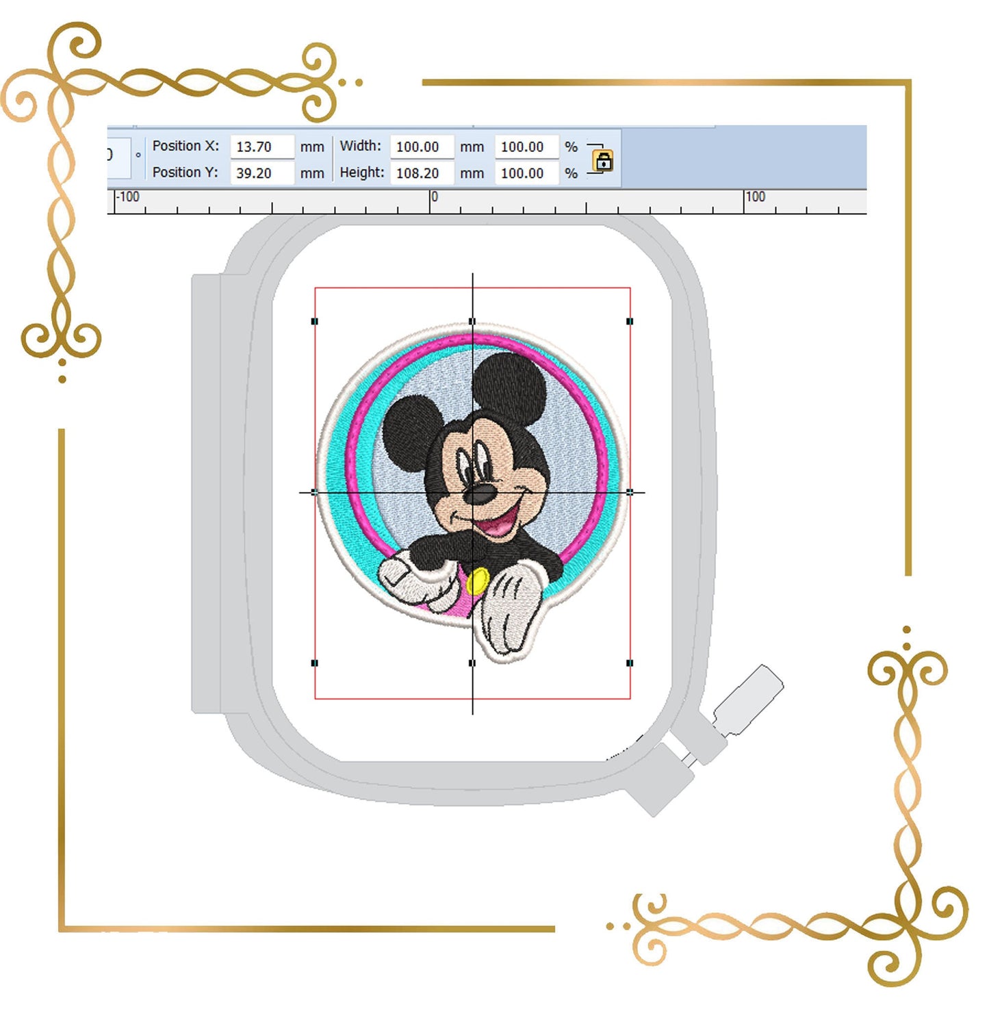 Mouse Fantasy, patch, Parody, Mickey and Minnie embroidery design