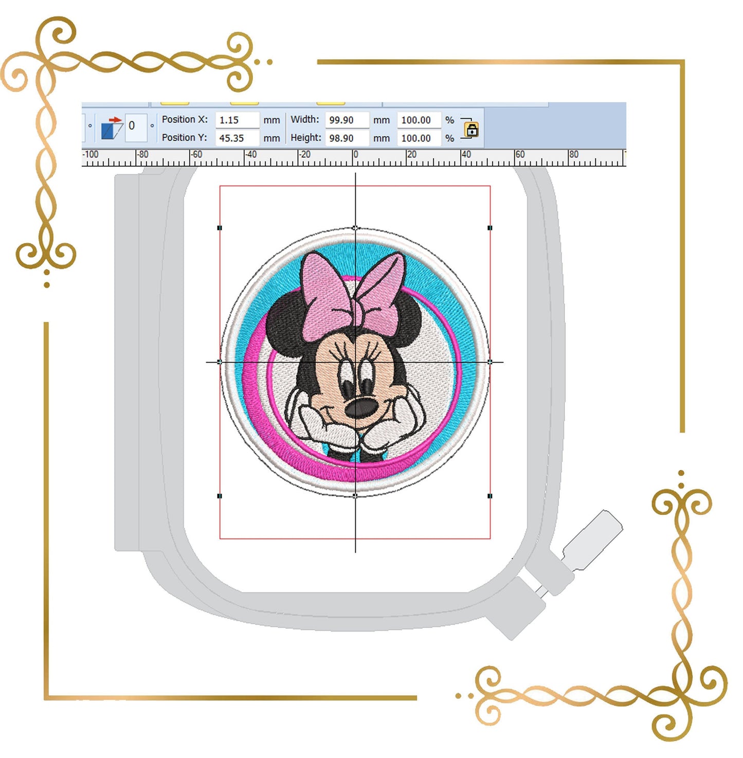 Mouse Fantasy, patch, Parody, Mickey and Minnie embroidery design