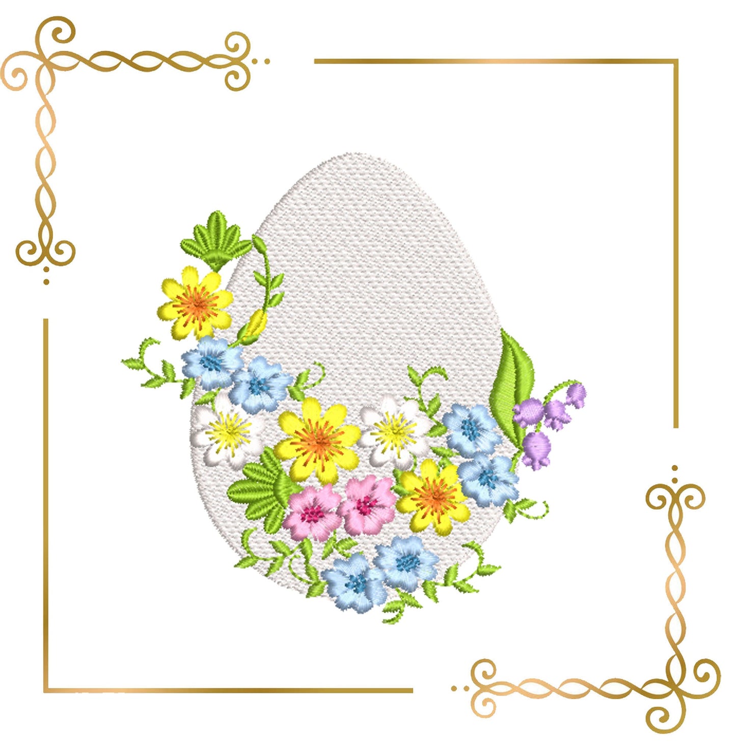 Easter Egg flowers  machine embroidery design 