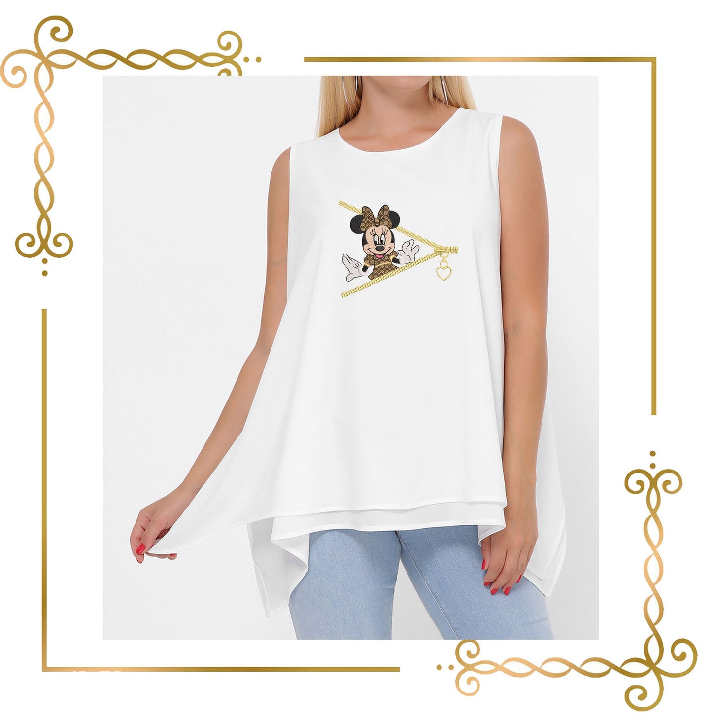 Mouse,  Fashionista,  Zipper, Minnie,  Fantasy,  parody, embroidery design to the direct download.