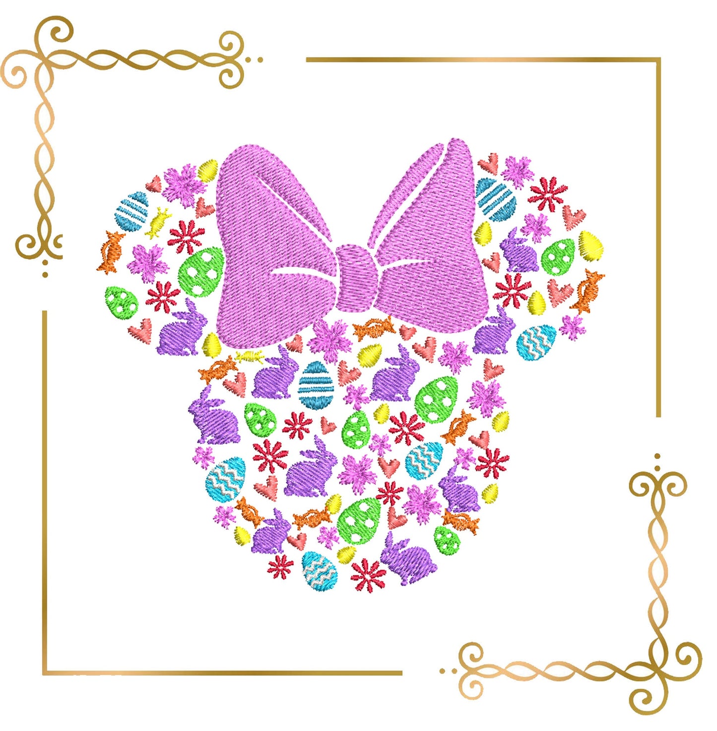 Easter Minnie Mouse Head Eggs toys machine embroidery design