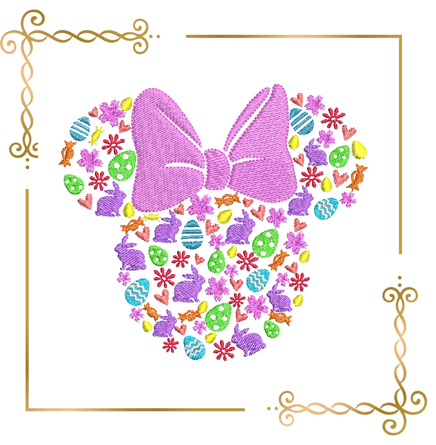 Easter Minnie Mouse Head Eggs toys machine embroidery design