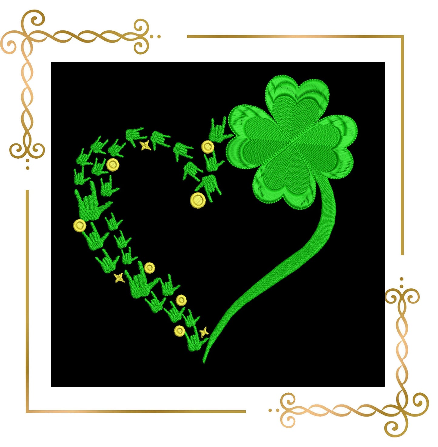 Motif de broderie parodie Saint-Patrick , Coeur, 2 tailles à télécharger directement.