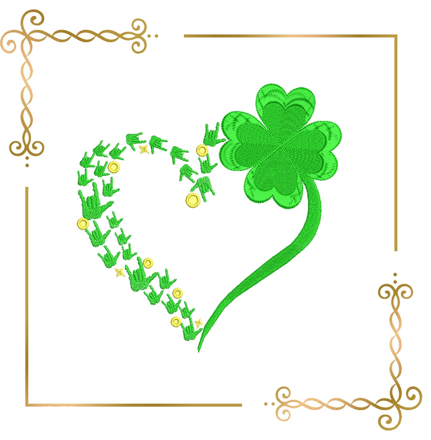 Motif de broderie parodie Saint-Patrick , Coeur, 2 tailles à télécharger directement.