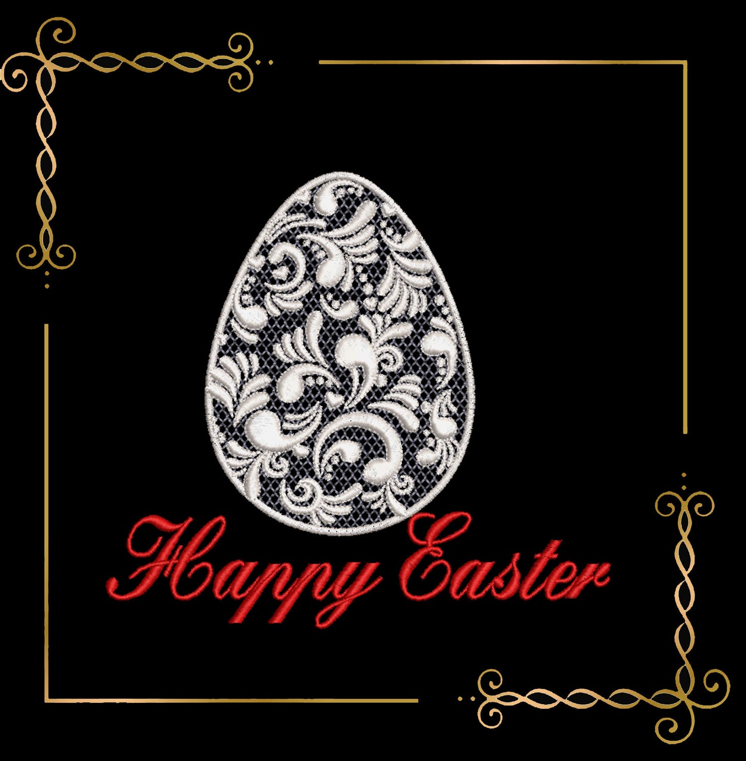 Easter Happy Easter Lace Egg machine embroidery design 