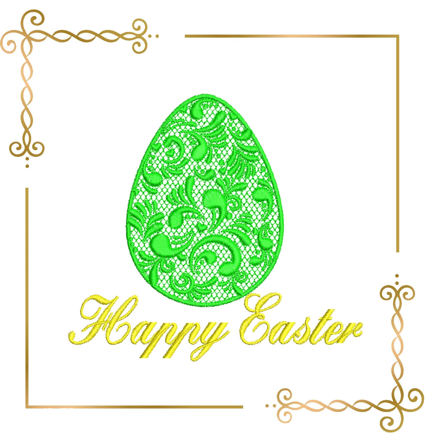 Easter Happy Easter Lace Egg machine embroidery design 