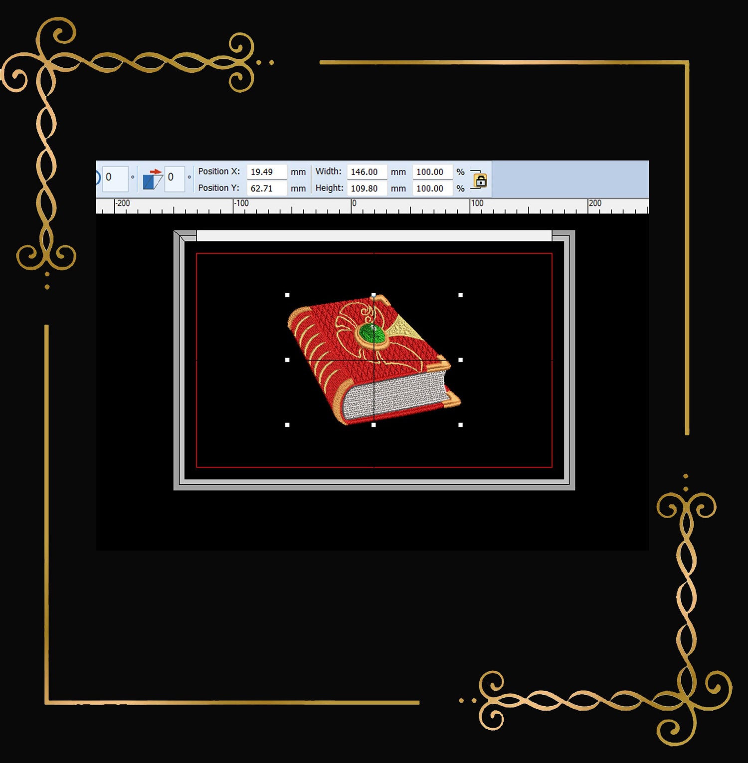 Magic Book Embroidery Design