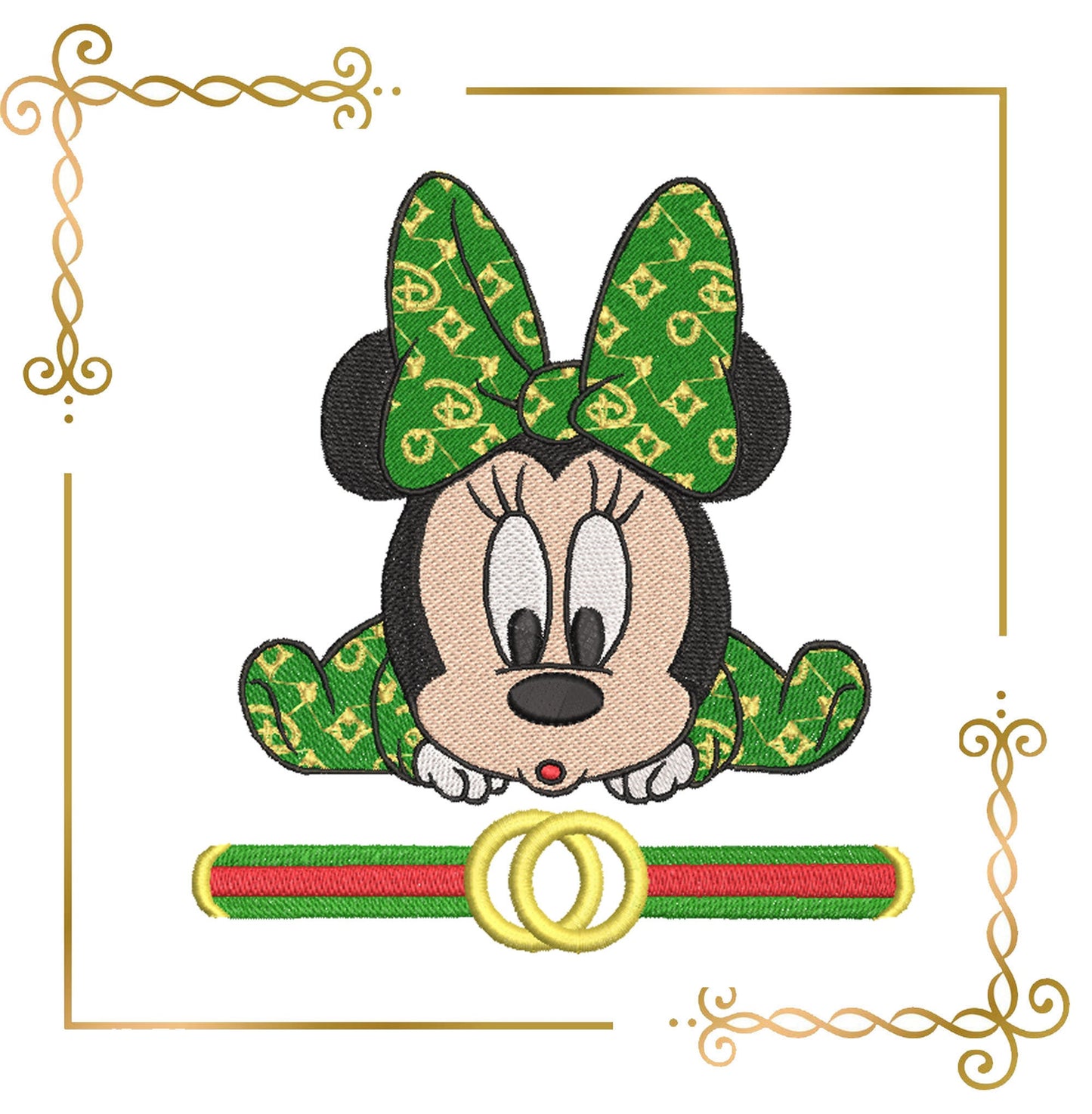 Souris Baby Minnie, 4 variantes, Fantasy. parodie. motif de broderie au téléchargement direct.