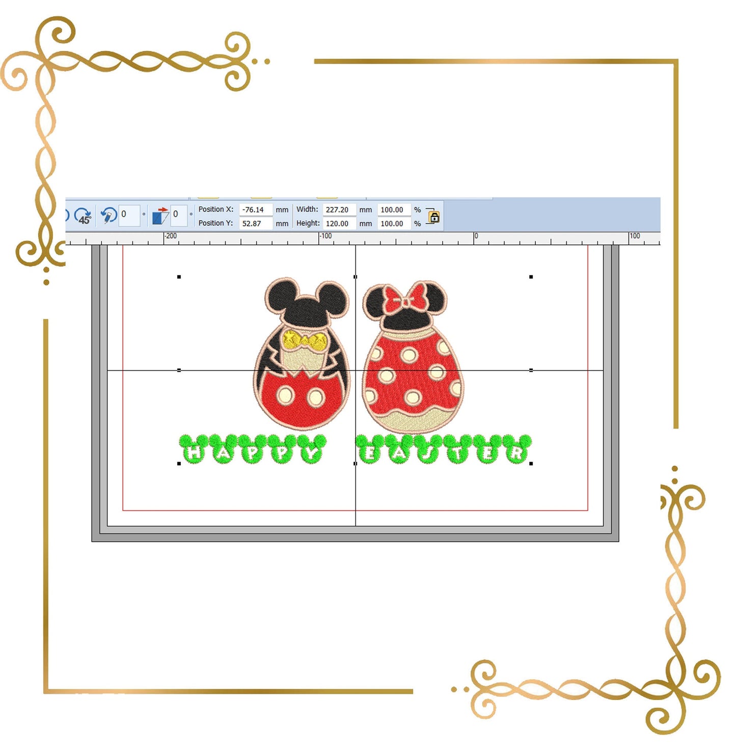 Easter Mickey Mouse Eggs Minnie Mouse machine embroidery design