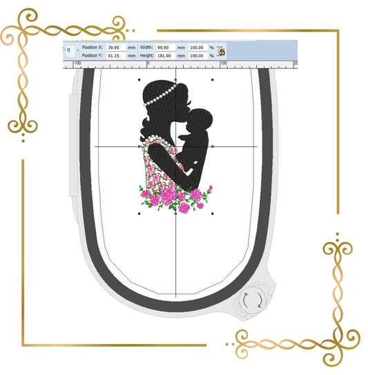 Mother's day  Mom with baby and roses digital embroidery design
