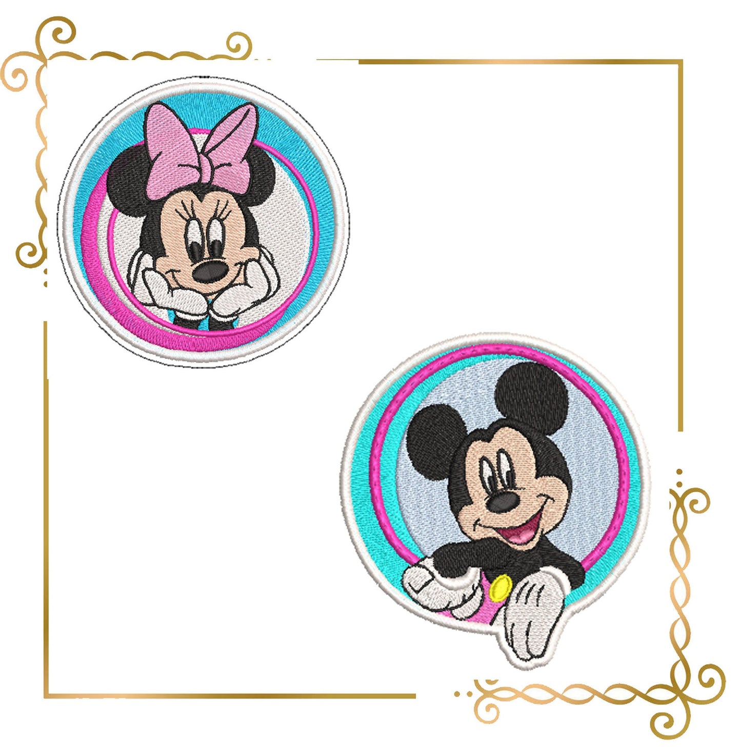 Mouse Fantasy, patch, Parody, Mickey and Minnie embroidery design