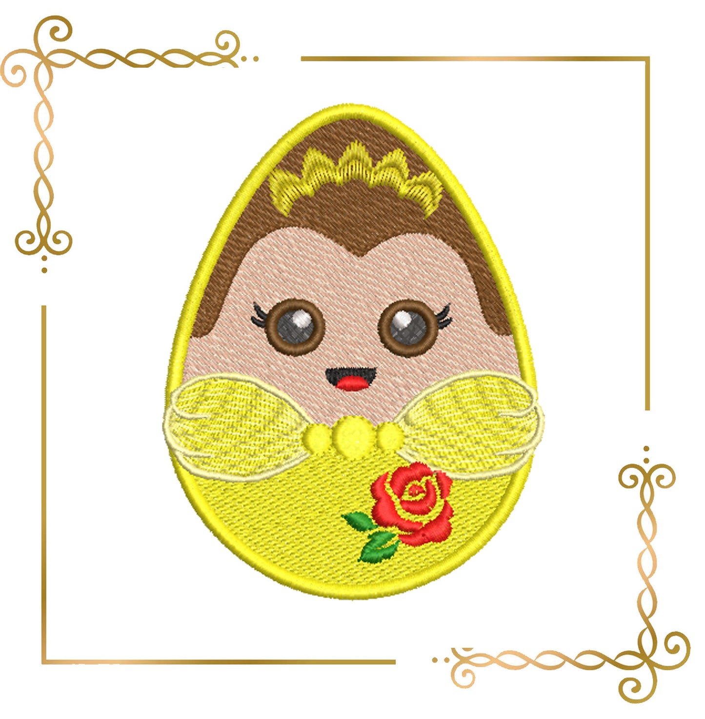 Easter Princess Belle Easter Egg machine embroidery design 